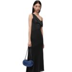 Loewe Women Asymmetric dress in satin and crepe 206XF1098 Black