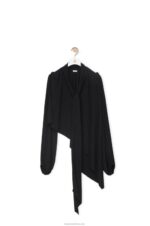Loewe Women Asymmetric top in viscose crepe jersey 206XF881 Black - Image 5