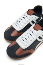 Loewe Women Ballet Runner in nylon and calfskin 206XF667 Black/White - Image 4