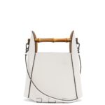 Loewe Women Bamboo bucket bag in calfskin 206XF178 Soft White