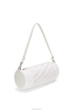 Loewe Women Bracelet pouch in raffia and calfskin 206XF377 White
