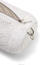 Loewe Women Bracelet pouch in raffia and calfskin 206XF377 White - Image 5