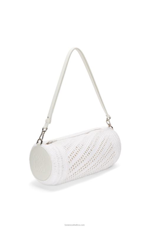 loewe_women_bracelet_pouch_in_raffia_and_calfskin_206xf377_white.jpg Loewe Women Bracelet pouch in raffia and calfskin 206XF377 White - Image 1