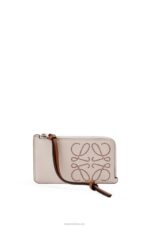 Loewe Women Brand coin cardholder in classic calfskin 206XF1407 Light Oat/Tan