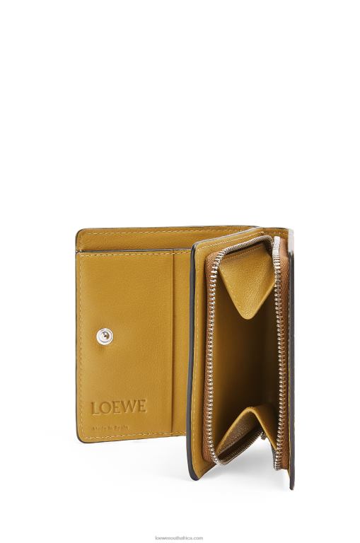 Loewe Women Brand compact zip wallet in classic calfskin 206XF1301 Tan/Ochre - Image 3