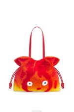 Loewe Women Calcifer XL Flamenco clutch in shearling 206XF444 Red - Image 7