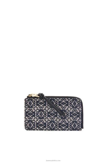 Loewe Women Coin cardholder in jacquard and calfskin 206XF1390 Navy/Black