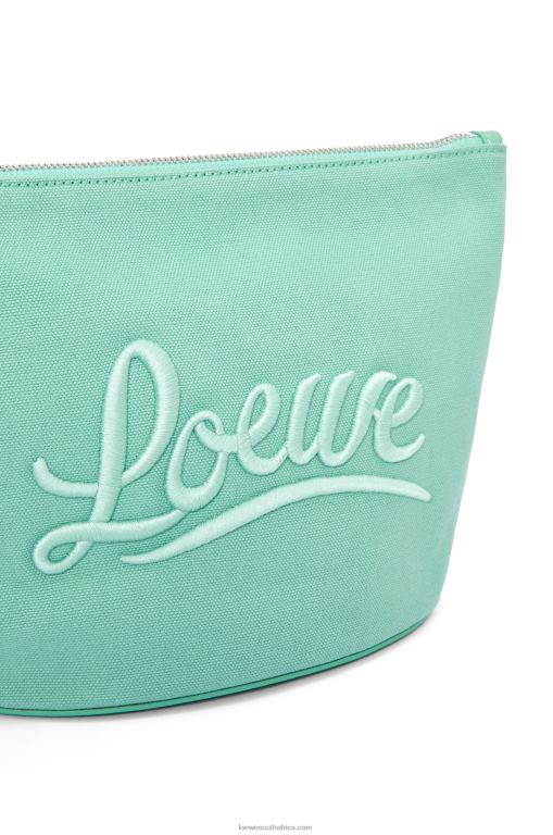 Loewe Women Cosmetic pouch in canvas and calfskin 206XF592 Fresh Mint - Image 4