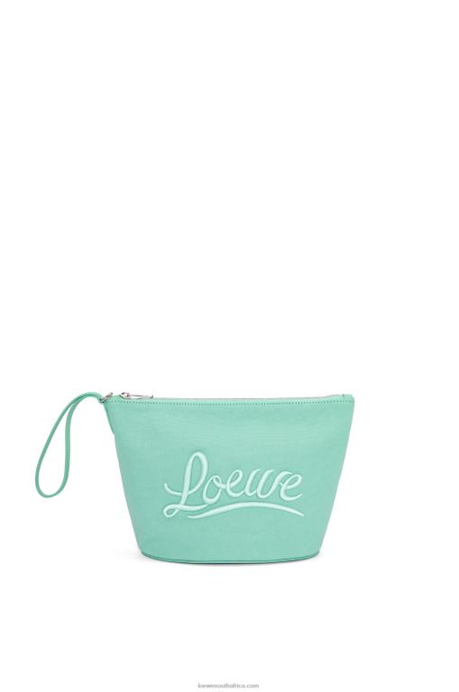 Loewe Women Cosmetic pouch in canvas and calfskin 206XF592 Fresh Mint - Image 1