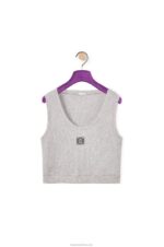 Loewe Women Cropped Anagram tank top in cotton 206XF950 Grey/Black - Image 2