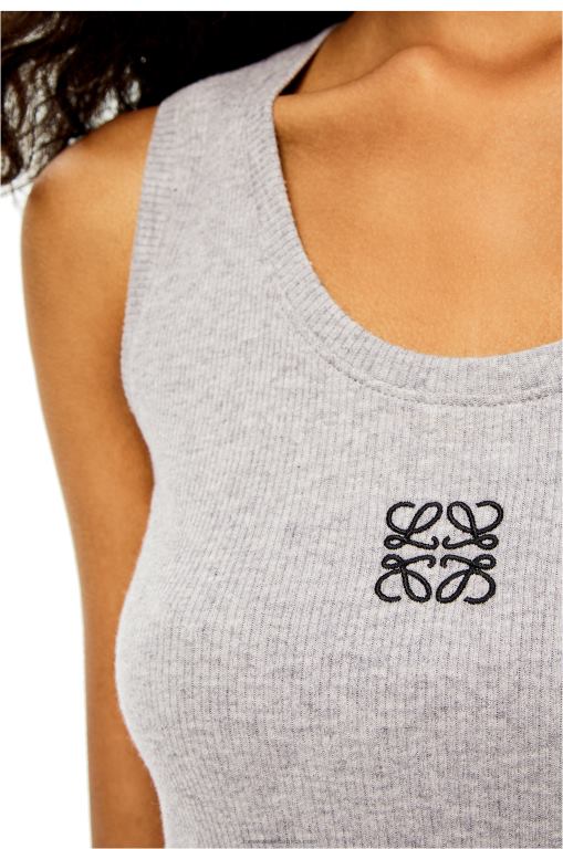 Loewe Women Cropped Anagram tank top in cotton 206XF950 Grey/Black - Image 1