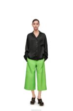 Loewe Women Cropped trousers in nappa 206XF1111 Fluo Green