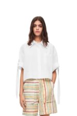 Loewe Women Cropped workwear shirt in cotton 206XF877 White - Image 2