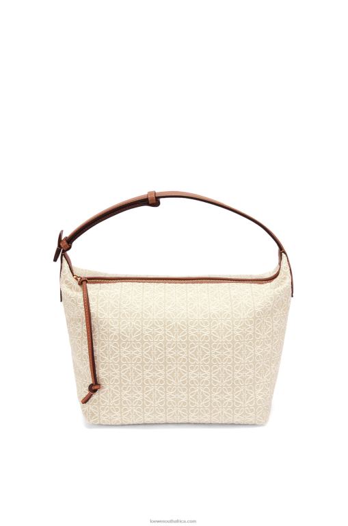Loewe Women Cubi bag in Anagram jacquard and calfskin 206XF464 Ecru/Tan - Image 1