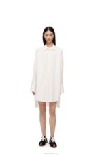 Loewe Women Deconstructed shirt dress in cotton 206XF1095 Optic White - Image 2