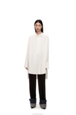 Loewe Women Deconstructed shirt dress in cotton 206XF1095 Optic White
