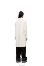Loewe Women Deconstructed shirt dress in cotton 206XF1095 Optic White - Image 3