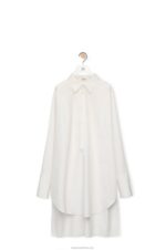 Loewe Women Deconstructed shirt dress in cotton 206XF1095 Optic White - Image 5