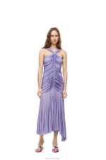 Loewe Women Draped long dress in crepe jersey 206XF1069 Lilac