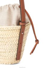 Loewe Women Drawstring bucket bag in palm leaf and calfskin 206XF22 Natural/Tan - Image 8