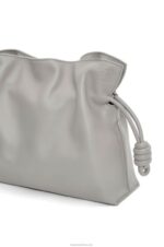 Loewe Women Flamenco clutch in nappa calfskin 206XF358 Pearl Grey - Image 7