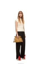 Loewe Women Flamenco clutch in nubuck 206XF528 Desert - Image 8