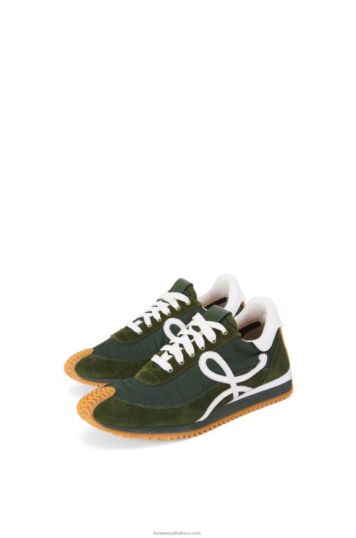 Loewe Women Flow runner in suede and nylon 206XF647 Forest Green - Image 2