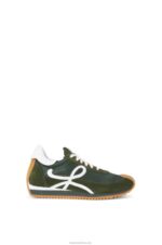 Loewe Women Flow runner in suede and nylon 206XF647 Forest Green