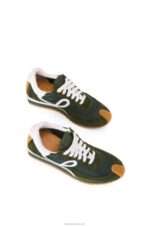 Loewe Women Flow runner in suede and nylon 206XF647 Forest Green - Image 3