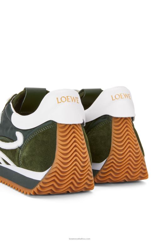 Loewe Women Flow runner in suede and nylon 206XF647 Forest Green - Image 4
