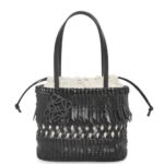 Loewe Women Fringe Square Basket bag in calfskin 206XF91 Black