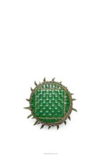 Loewe Women Fringes Bucket bag in calfskin 206XF184 Green/Honey - Image 4
