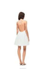 Loewe Women Halterneck dress in linen 206XF1054 White - Image 3