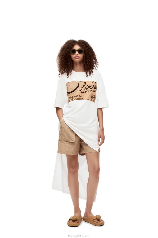 loewe_women_hat_t_shirt_dress_in_cotton_206xf791_white.jpg Loewe Women hat T-shirt dress in cotton 206XF791 White - Image 1