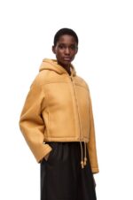 Loewe Women Hooded jacket in shearling 206XF1124 White/Gold - Image 2
