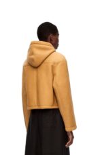 Loewe Women Hooded jacket in shearling 206XF1124 White/Gold - Image 3