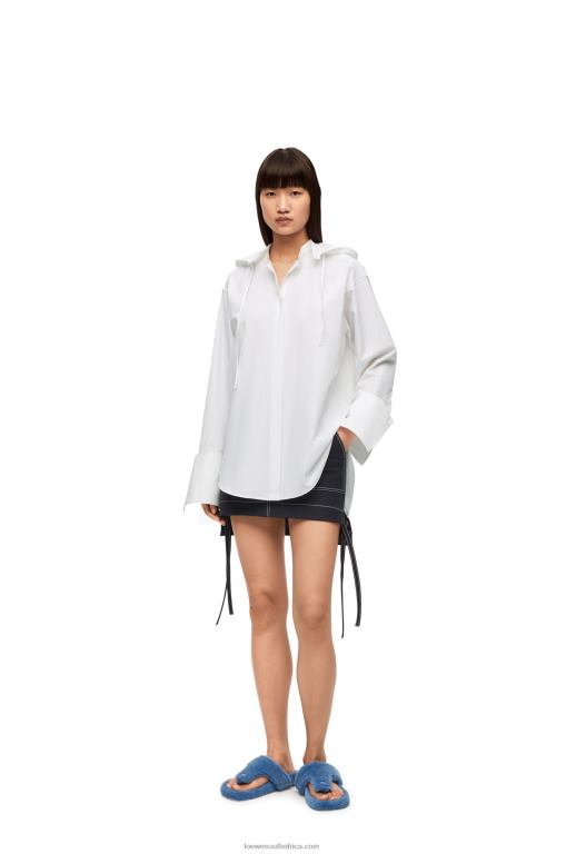 loewe_women_hooded_shirt_in_cotton_206xf854_white.jpg Loewe Women Hooded shirt in cotton 206XF854 White - Image 1