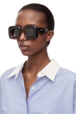 Loewe Women Inflated rectangular sunglasses in nylon 206XF1469 Havana - Image 2