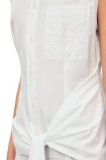 Loewe Women Knot shirt dress in cotton 206XF1049 Optic White - Image 4