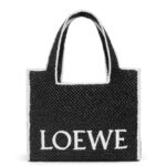 Loewe Women Large Font Tote in raffia 206XF11 Black
