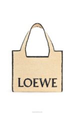 Loewe Women Large Font Tote in raffia 206XF34 Natural