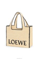 Loewe Women Large Font Tote in raffia 206XF34 Natural - Image 3