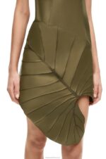 Loewe Women Leaf intarsia dress in nappa 206XF1039 Tea Green - Image 3