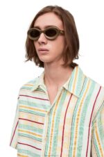 Loewe Women Loop sunglasses in acetate 206XF1455 Shiny Khaki - Image 2