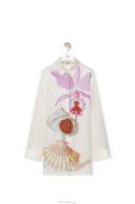 Loewe Women Maruja Mallo shirt in silk 206XF855 White/Multicolor - Image 4