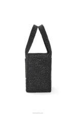 Loewe Women Medium Font Tote in raffia 206XF12 Black - Image 4