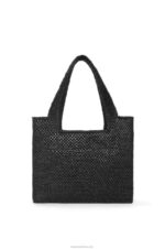 Loewe Women Medium Font Tote in raffia 206XF12 Black - Image 5