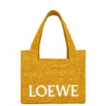 Loewe Women Medium Font Tote in raffia 206XF13 Ochre