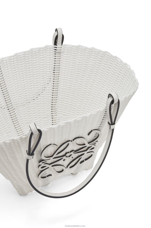 Loewe Women Mermaid basket bag in plastic and calfskin 206XF59 White - Image 4