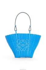 Loewe Women Mermaid basket bag in plastic and calfskin 206XF60 Sky Blue